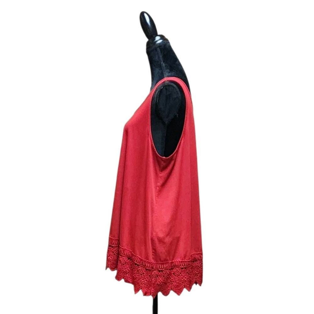 XMAJ Plus Size 2X Tank Top Red Travel Stretch Women's Casual Sleeveless Shirt - Picture 4 of 8